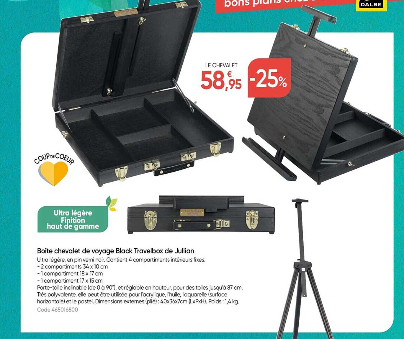 boîte chevalet de voyage black travelbox de julian