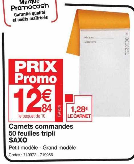 carnets commandes 50 feuilles tripli saxo