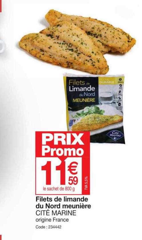 filets de limande du nord meunière cité marine