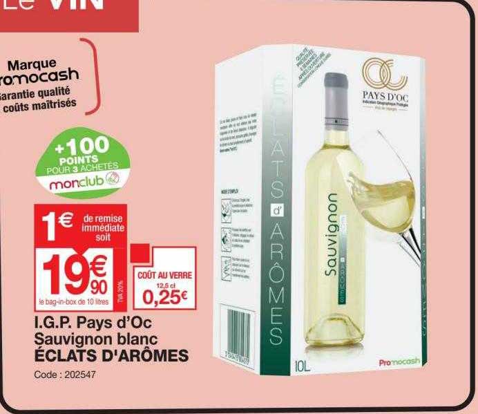 i.g.p. pays d'oc sauvignon blanc éclats d'arômes
