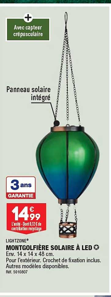 montgolfière solaire à led light zone