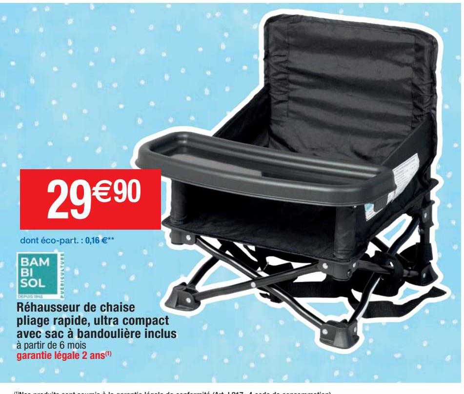 rehausseur de chaise pliage rapide, ultra compact avec sac à bandoulière inclus