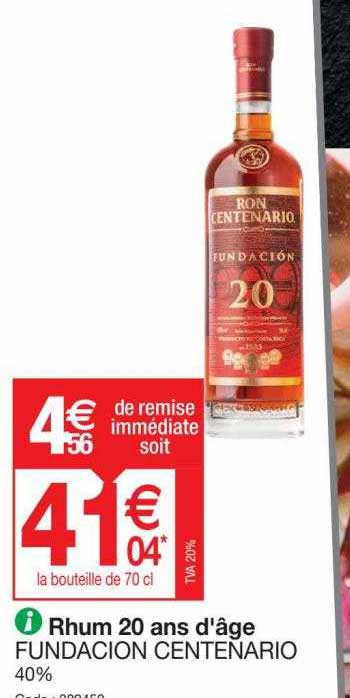 rhum 20 ans d'âge fundacion centenario