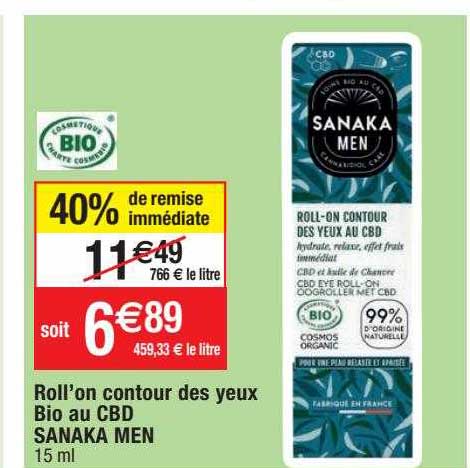 roll'on contour des yeux bio au cbd sanaka men