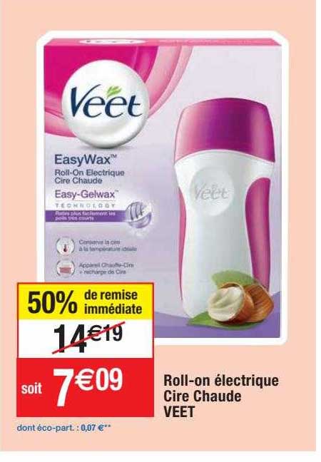 roll-on électrique cire chaude veet