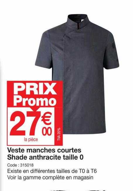 veste manches courtes shade anthracite taille 0