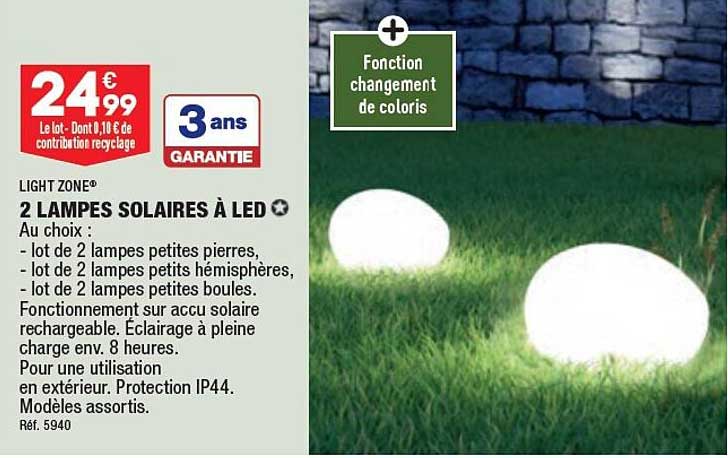 2 lampes solaires à led light zone