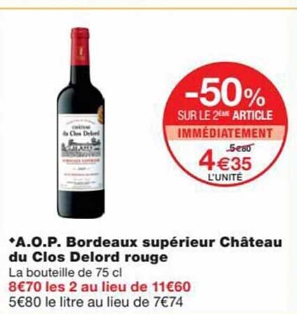 a.o.p. bordeaux supérieur château du clos delord rouge