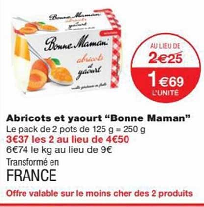 abricots et yaourt "bonne maman"