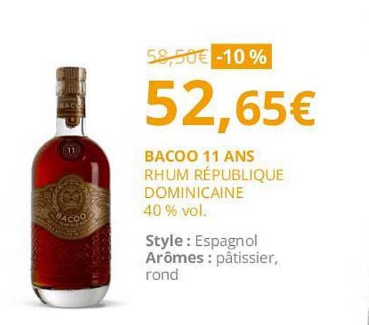 bacoo 11 ans rhum république dominicaine 40% vol