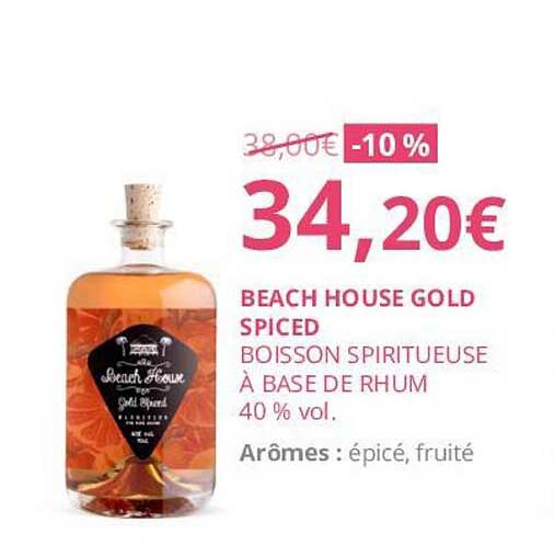 beach house gold spiced boisson spiritueuse à base de rhum 40% vol