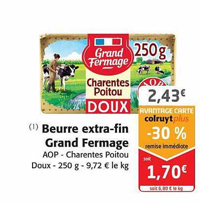beurre extra-fin grand fermage aop charentes poitou doux