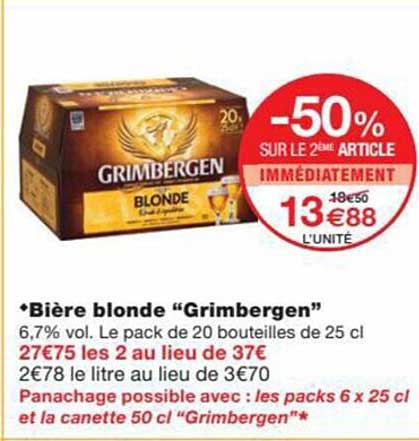 Bière Blonde "grimbergen"