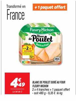 blanc de poulet doré au four fleury michon
