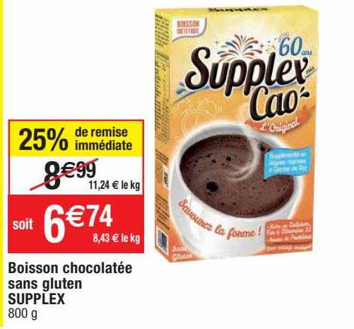 Boisson Chocolatée Sans Gluten Supplex