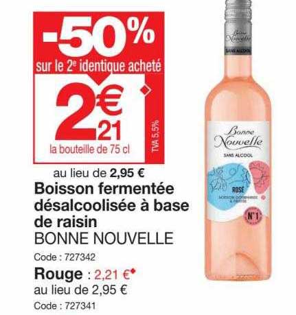 boisson fermentée désalcoolisée à base de raisin bonne nouvelle