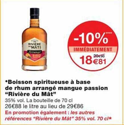 boisson spiritueuse à base de rhum arrangé mangue passion "rivière du mât"