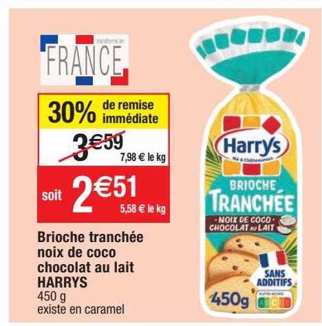 Brioche Tranchée Noix De Coco Chocolat Au Lait Harrys