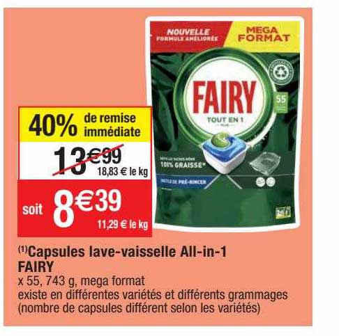 capsules lave-vaisselle all-in-1 fairy