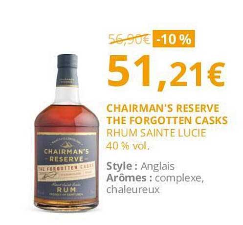 chairman's réserve the forgotten casks rhum sainte lucie 40% vol