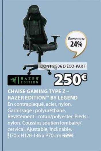 chaise gaming type z - razer édition by legend