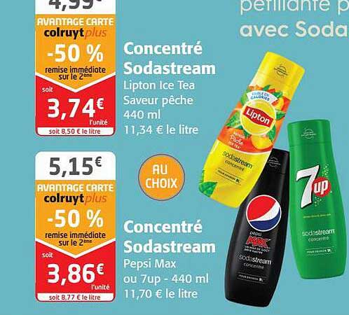 Concentré Sodastream Lipton Ice Tea Saveur Pêche, Concentré Sodastream Pepsi Max Ou 7up