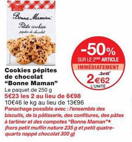 cookies pépites de chocolat "bonne maman"
