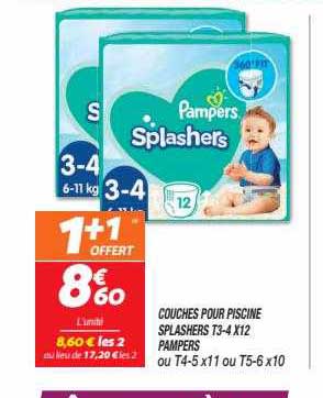 couches pour piscine splashers t3-4 x 12 pampers
