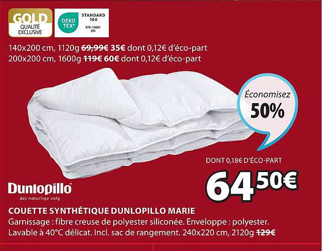 Couette Synthétique Dunlopillo Marie