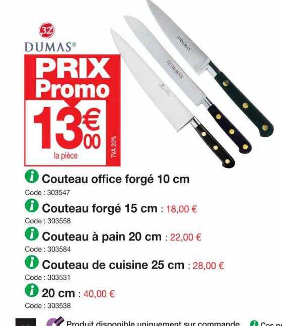 couteau office forgé 10 cm, couteau forgé 15 cm, couteau à pain 20 cm, couteau de cuisine 25 cm