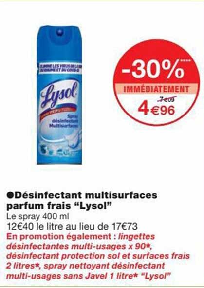 désinfectant multisurfaces parfum frais "lysol"