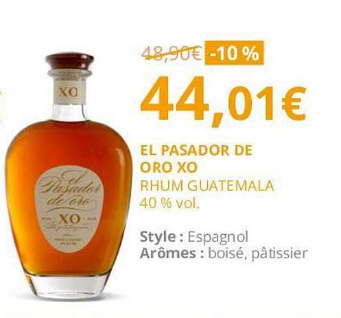 el pasador de oro xo rhum guatemala 40% vol