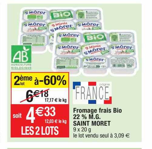 fromage frais bio 22% m.g. saint môret