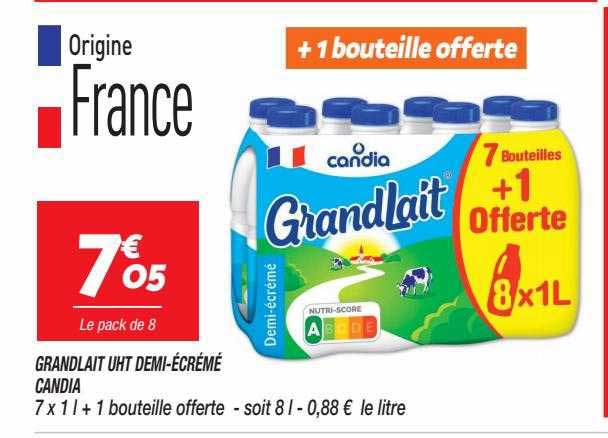 grand lait uht demi-écrémé candia