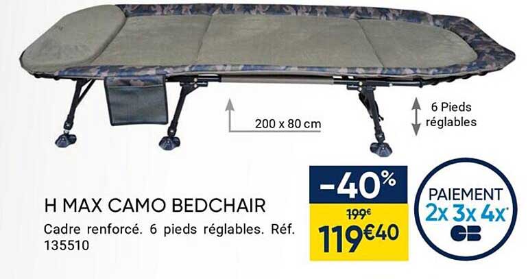 h max camo bedchair