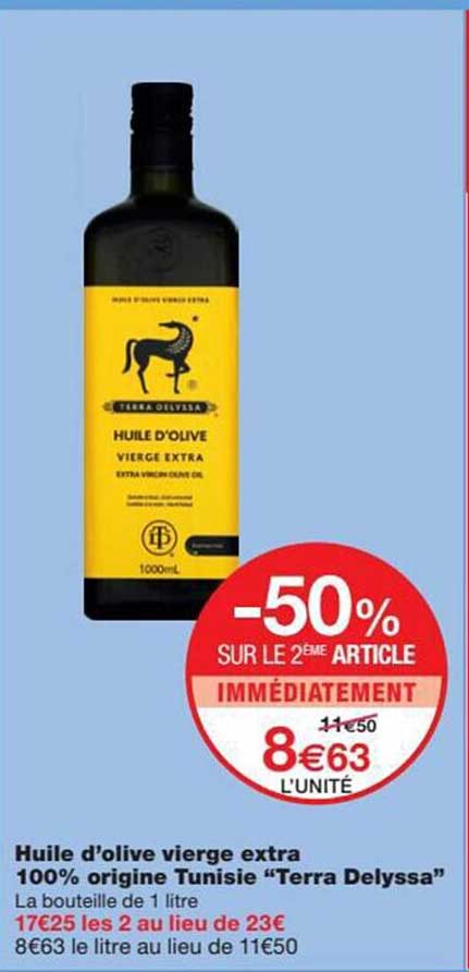Huile D'olive Vierge Extra 100% Origine Tunisie "terra Delyssa"