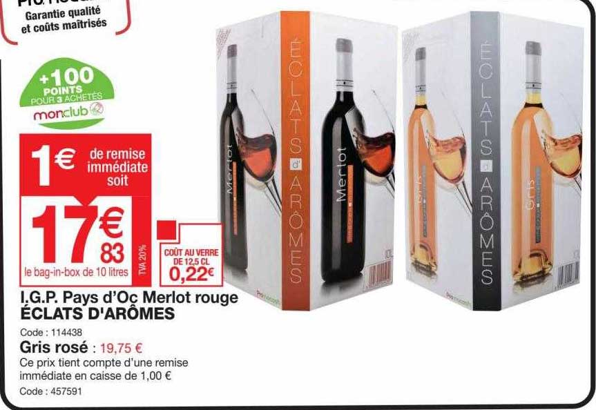i.g.p. pays d'oc merlot rouge éclats d'arômes