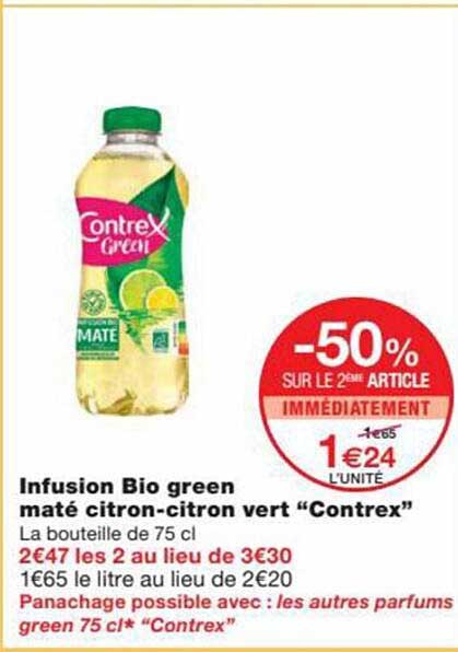 infusion bio green maté citron-citron vert "contrex"