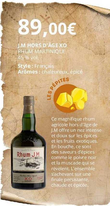 j.m hors d'âge xo rhum martinique 45% vol