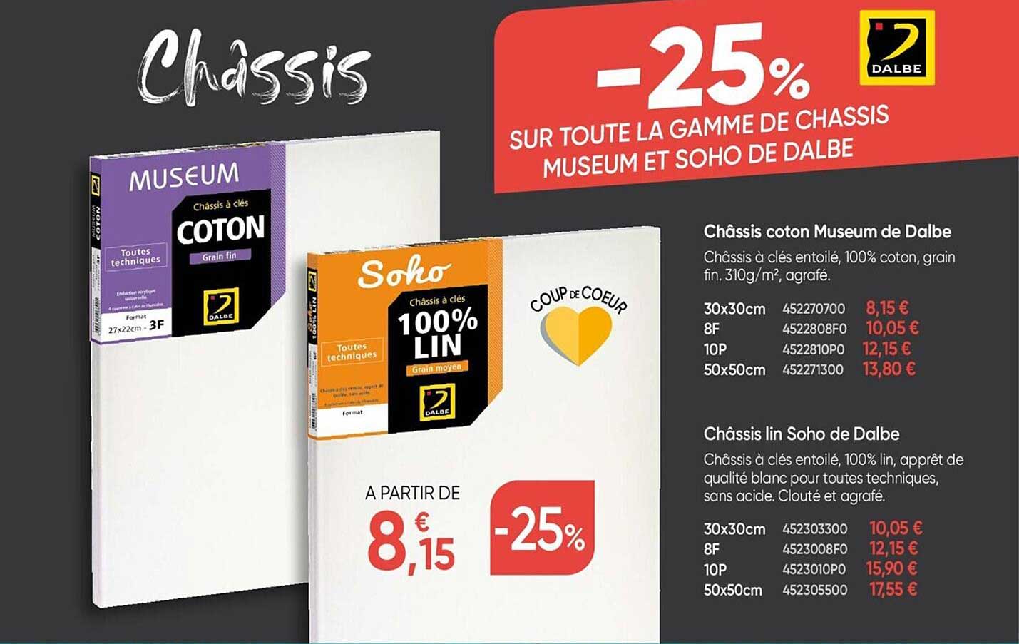 la gamme de chassis museum et soho de dalbe