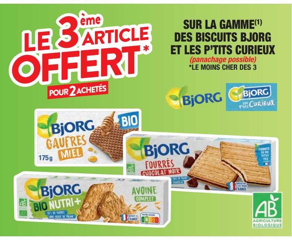 la gamme des biscuits bjorg et les p'tits curieux
