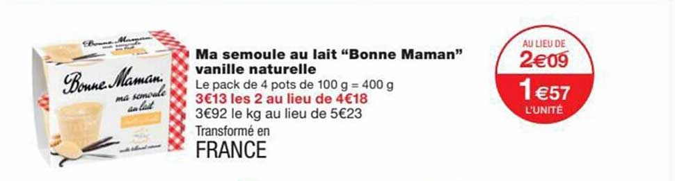 ma semoule au lait "bonne maman" vanille naturelle