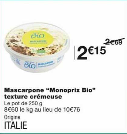 mascarpone "monoprix bio" texture crémeuse