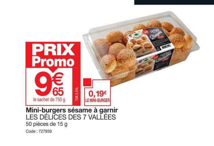 mini-burgers sésame à garnir les délices des 7 vallées