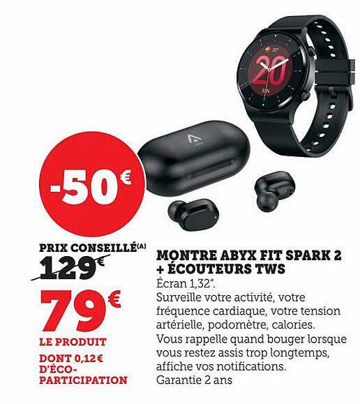 montre abyx fit spark 2 + écouteurs tws