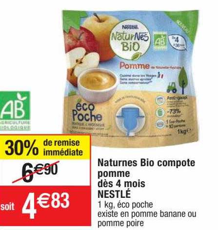 Naturnes Bio Compote Pomme Dès 4 Mois Nestlé