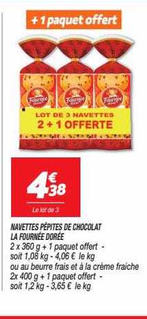 navettes pépites de chocolat la fournée dorée