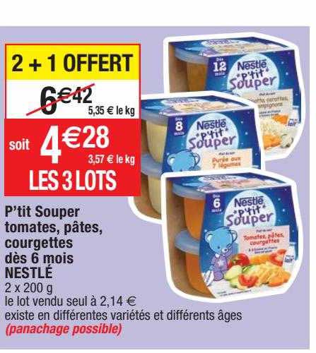 p'tit souper tomates, pâtes, courgettes dès 6 mois nestlé