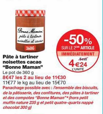 pâte à tartiner noisettes cacao "bonne maman"