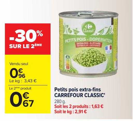 petits pois extra-fins carrefour classic'